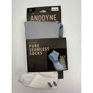 ANODYNE Quarter Seamless Socks Size XL Grey White for Diabetes or Sensitive Feet